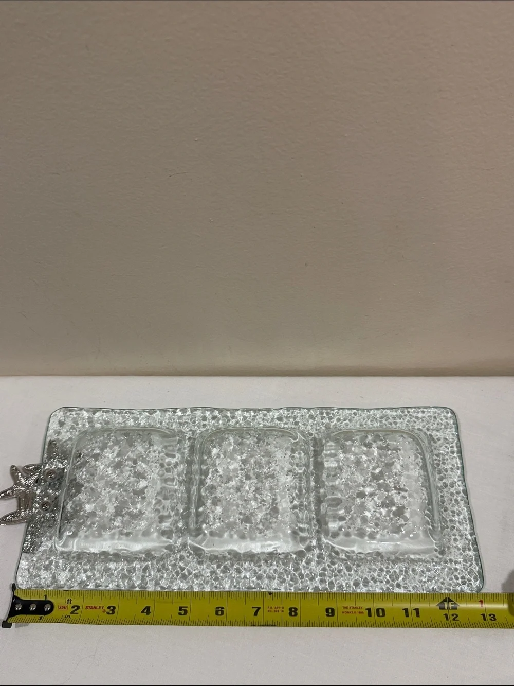 Clear Textured Glass Triple relishTray - Elegant Clear Glass